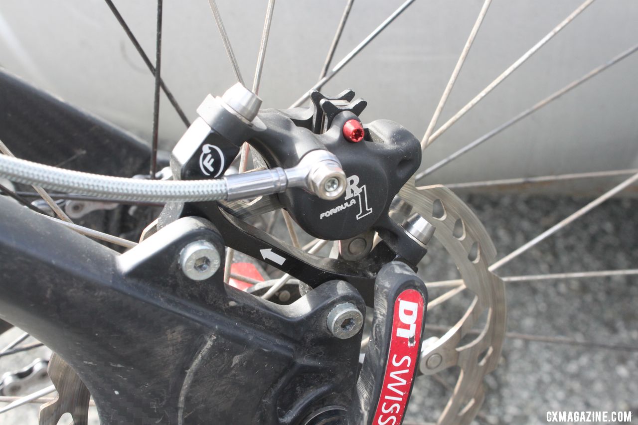 Cannard has a set of tubulars mounted to 135mm mountain bike disc-ready hubs. © Cyclocross Magazine