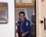 Anton Vos chilling out in his mobilehome  ? Jonas Bruffaerts