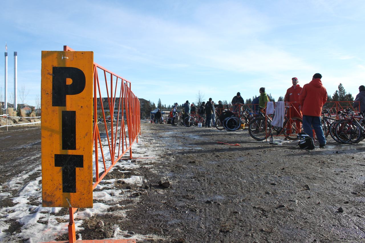 Entering the pits at Cyclocross National Championships. ? Cyclocross Magazine
