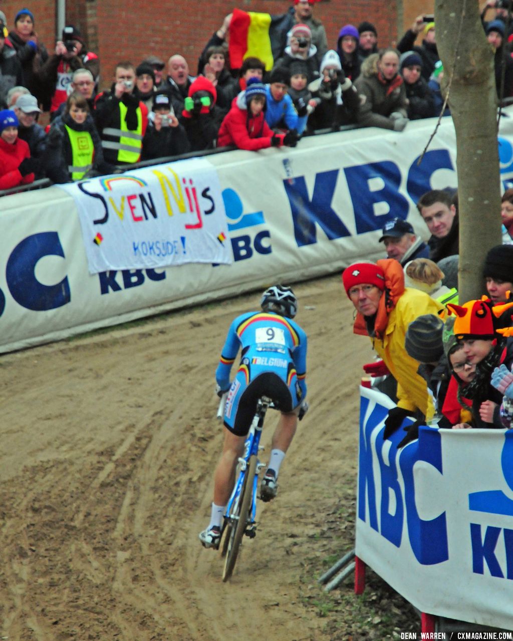 Albert riding away from field at Koksijde Cyclocross Worlds © Dean Warren