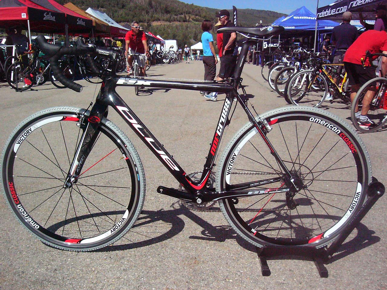 Blue Norcross EX, monocoque carbon frame with BB30 bottom bracket. Full bike spec\'d with SRAM Apex and American Classic Victory 30 wheels. Bike $2400, Frame $1400. © Ryan Hamilton