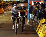 Niels Albert and Sven Nys get the bell in Diegem ©Dan Seaton