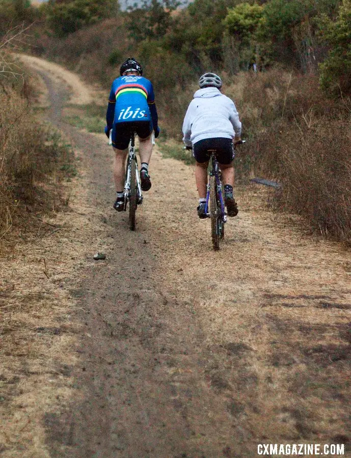 Don Myrah, with his most loyal training partner - his daughter. ©Cyclocross Magazine