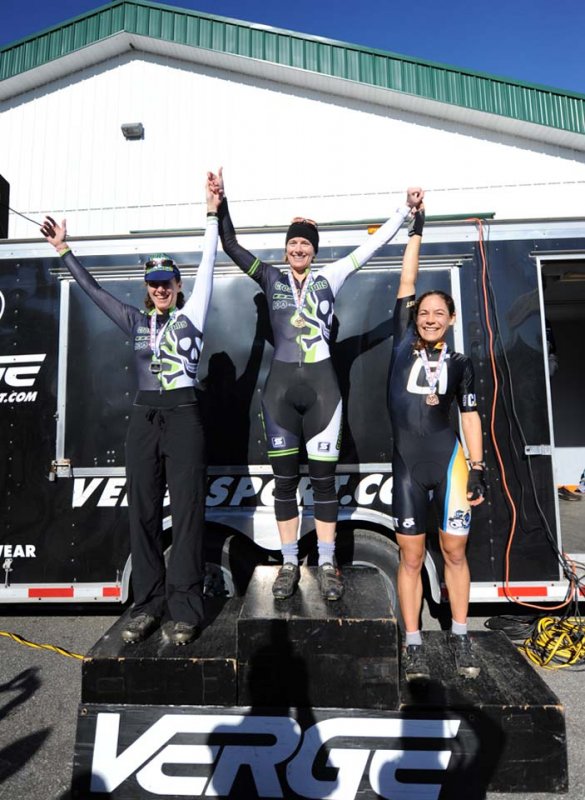 The Women’s Podium (L to R) – Bresnick-Zocchi, Annis, Anthony © Pedal Power Photography