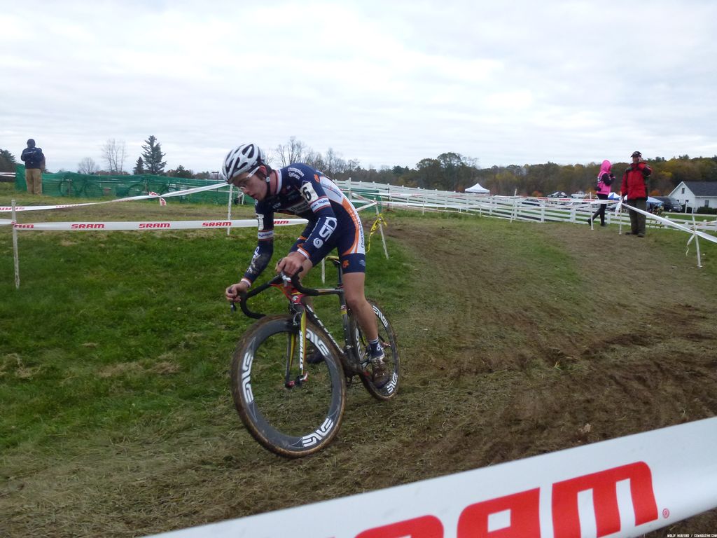 Luke Keough cuts in on the off-camber. © Cyclocross Magazine