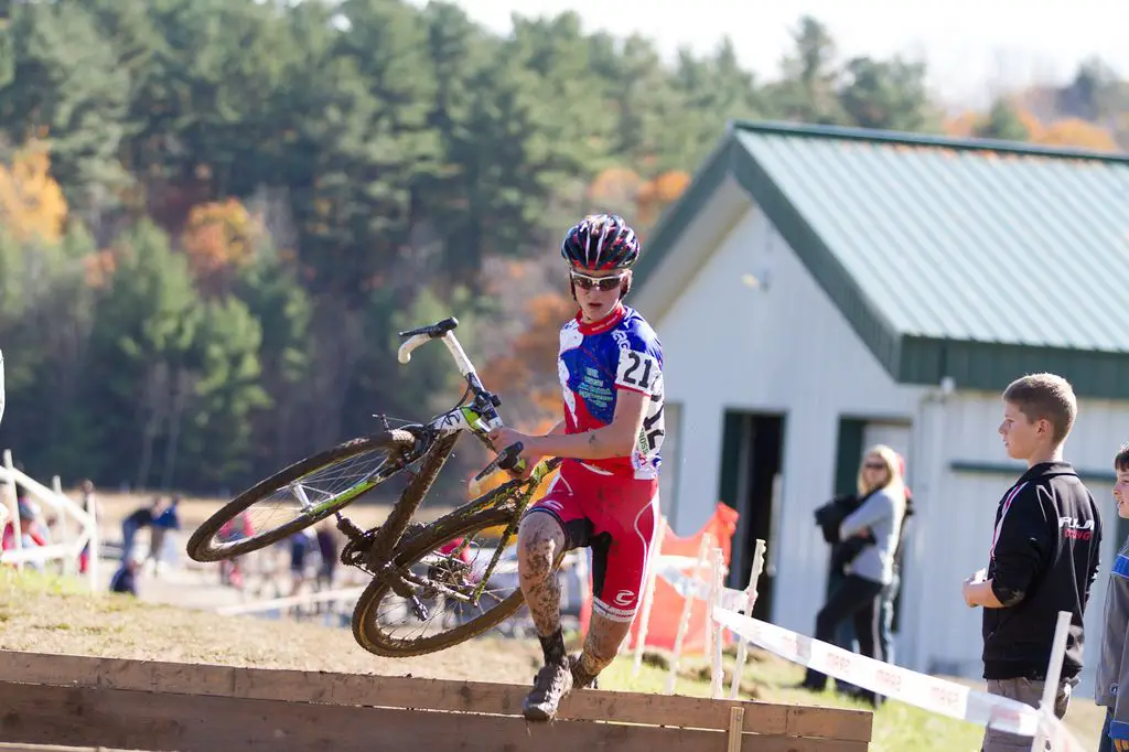 Leader in the Juniors 15-18 division, Cooper Willsey heads for an overall win in the Elite Masters 35+/Juniors 15-18 race today © Todd Prekaski