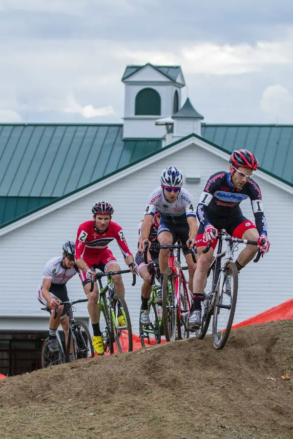 Still together, the lead group as Lindine tries to get away © Todd Prekaski