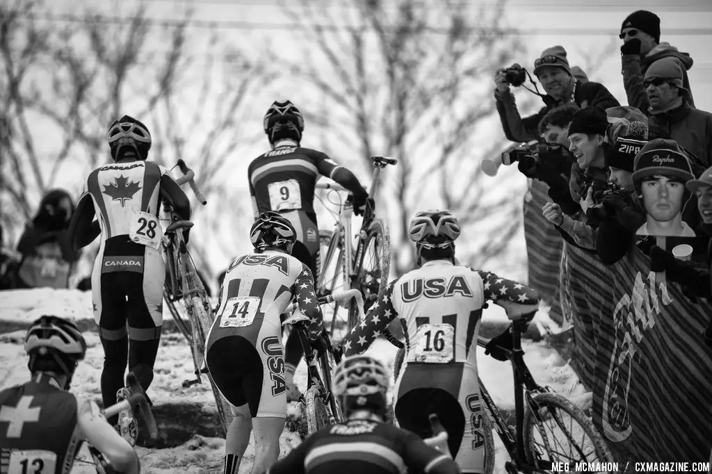 Hitting the run up in the Elite Junior World Championships of Cyclocross 2013 © Meg McMahon