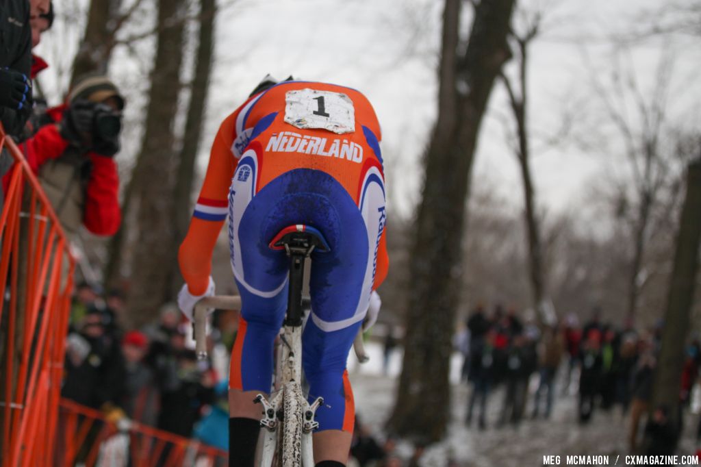 Cleppe powers away in the Elite Junior World Championships of Cyclocross 2013 © Meg McMahon
