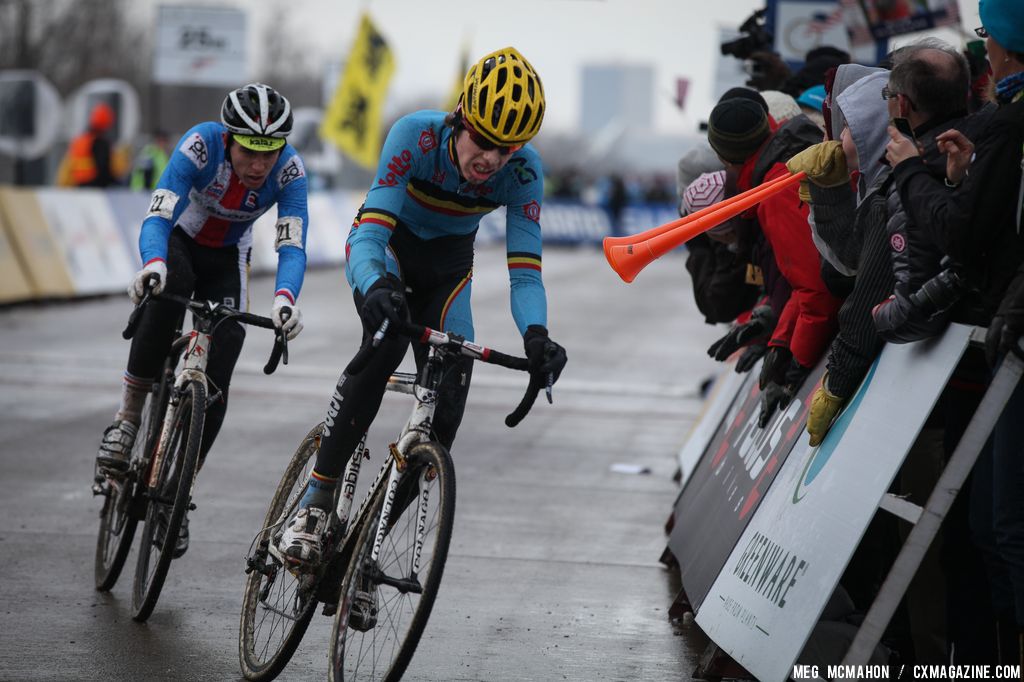 Toupalik chases in the Elite Junior World Championships of Cyclocross 2013 © Meg McMahon