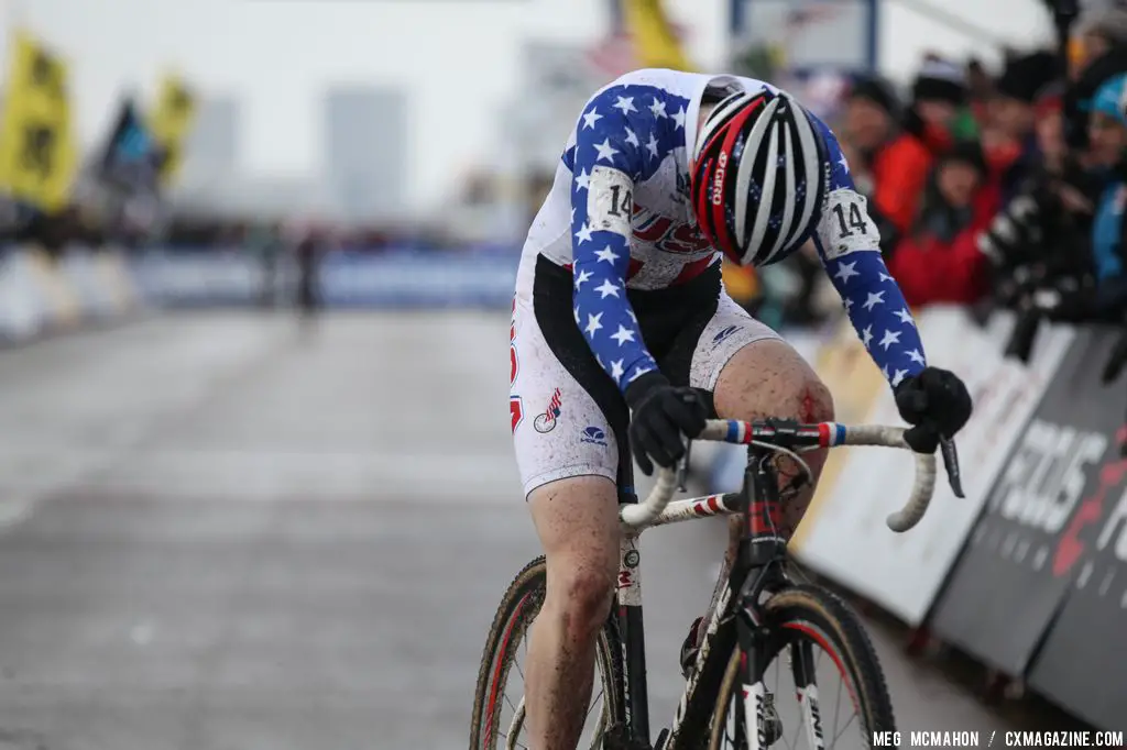 Owen at the finish in the Elite Junior World Championships of Cyclocross 2013 © Meg McMahon