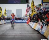 Showing off the winning number in the Elite Junior World Championships of Cyclocross 2013 © Meg McMahon