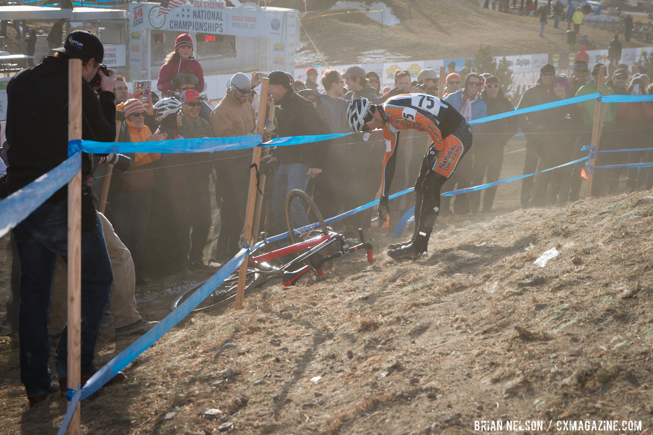 Brad Neagos\' (Natural Grocres Cycling Team) hopes were dashed by a first lap crash.  Â© Brian Nelson