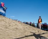 Course designer and National Champion Pete Webber (Boulder Cycle Sports) policing the now infamous off camber section before the Elite Men's race.  Â© Brian Nelson