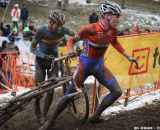 Flinging the bike around the corner in the Elite U23 World Championships of Cyclocross 2013 © Meg McMahon