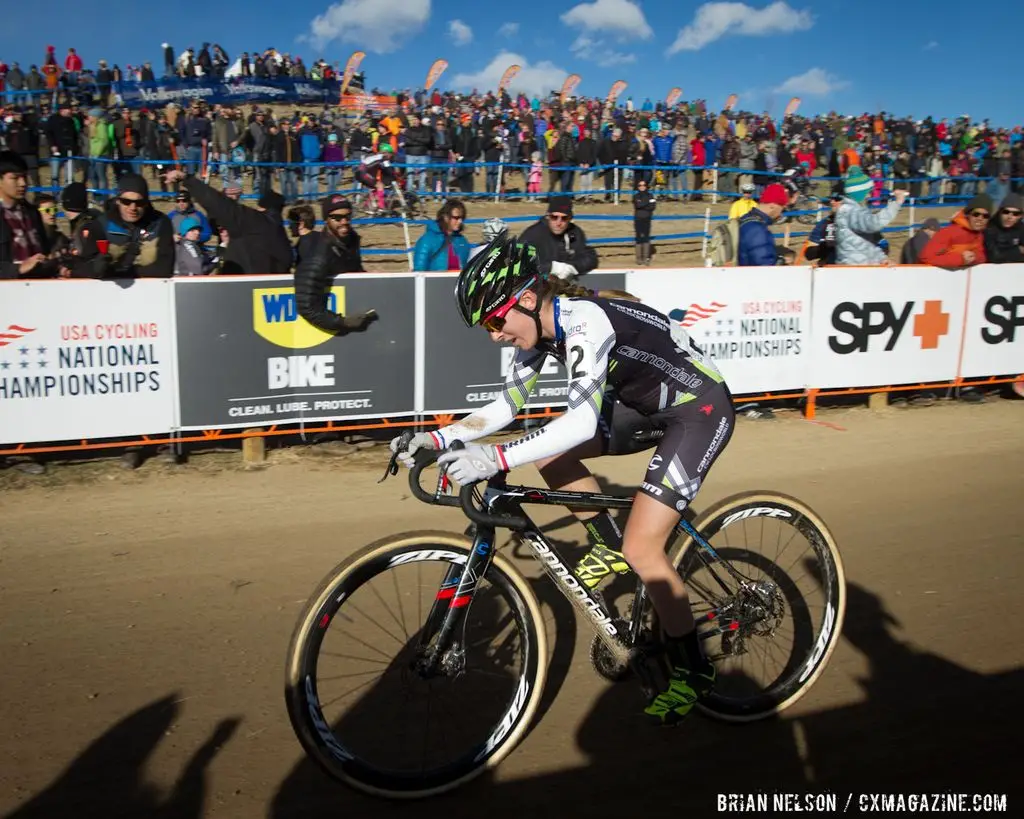 Kaitie Anntoneau ( Cannondale p/b Cyclocrossworld) taking her second title of the weekend.  © Brian Nelson