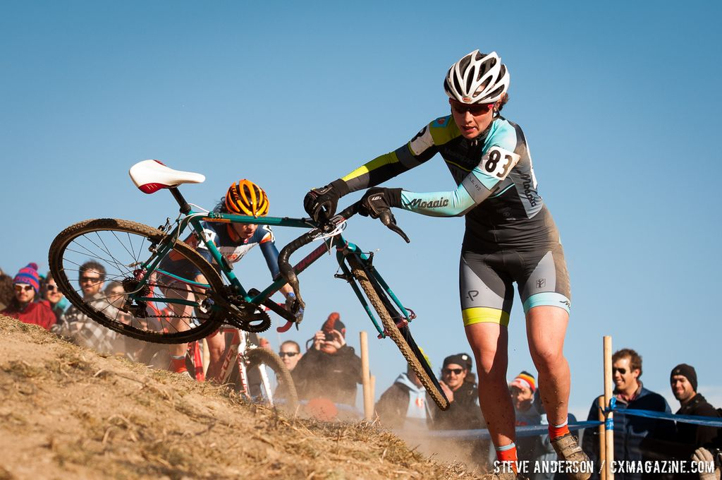 Out of control at Elite Women 2014 USA Cyclocross Nationals. © Steve Anderson