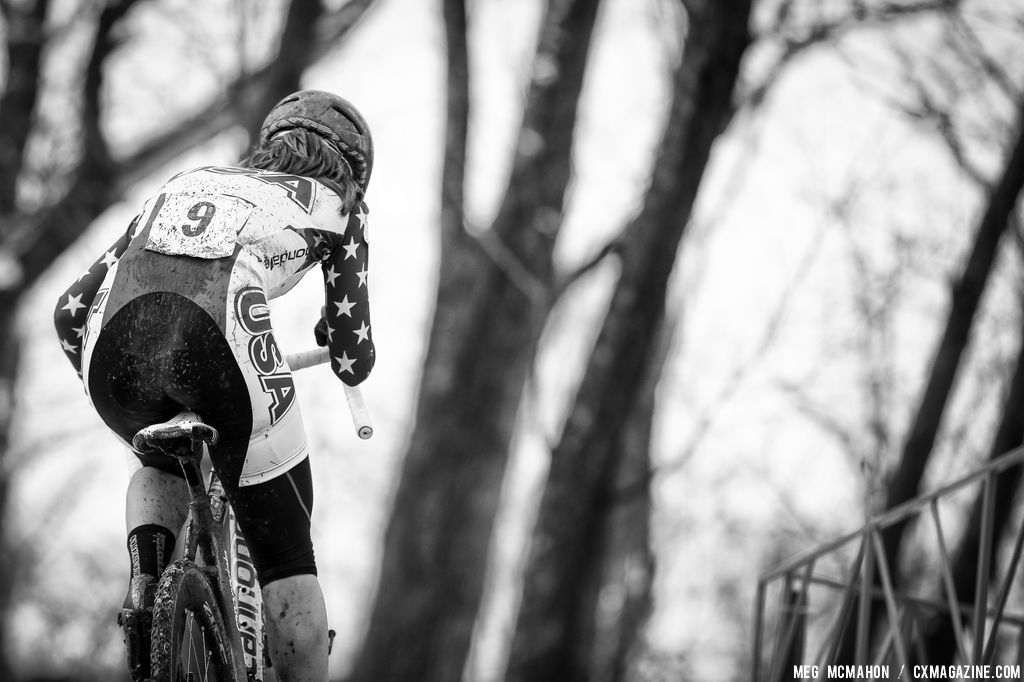 Antonneau pushes up hill in the Elite Women World Championships of Cyclocross 2013 © Meg McMahon