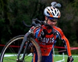 Ellen Sherrill (Davis Bike Club Race Team) Battling wind and mud at Lange Twins Winery, Sacramento Cyclocross Series. © Tim Westmore
