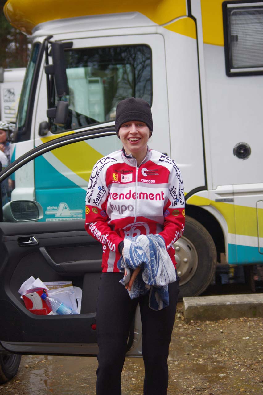 Joyce Vanderbeken took second in the race.The bike wash line shows the variety of riders at the event. ? Jonas Bruffaerts