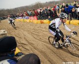 Neils Albert and Zdenek Stybar chasing Sven Nys through the sand