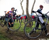 Sean Babcock and Chris Hurst navigating the trees and ditches