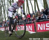 Cody Kaiser shows off his bike handling skills on the bumps of Azencross. © Tom Robertson