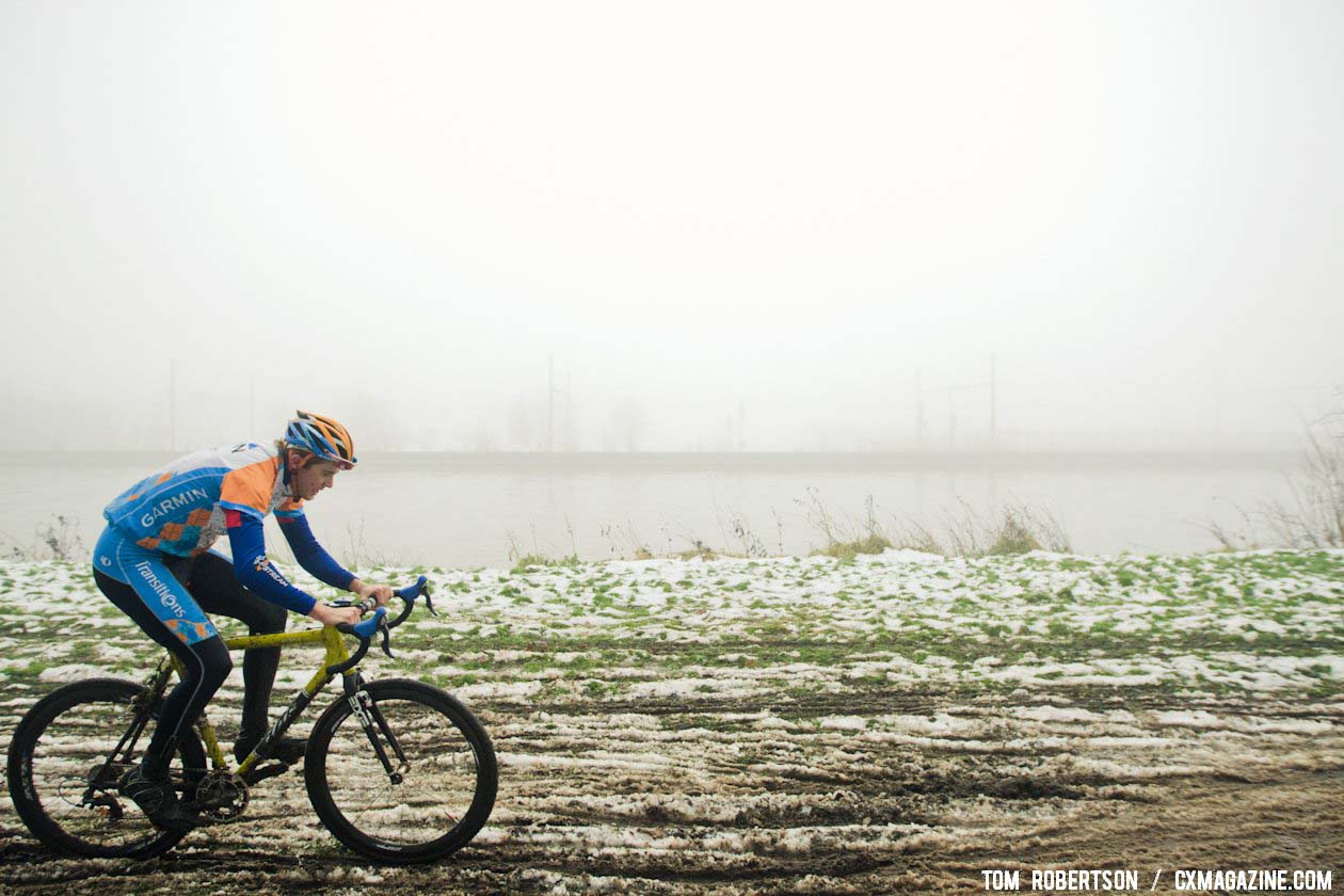 Danny Summerhill working his way through the snow and mud. © Tom Robertson