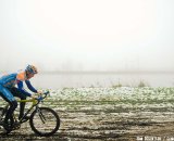 Danny Summerhill working his way through the snow and mud. © Tom Robertson