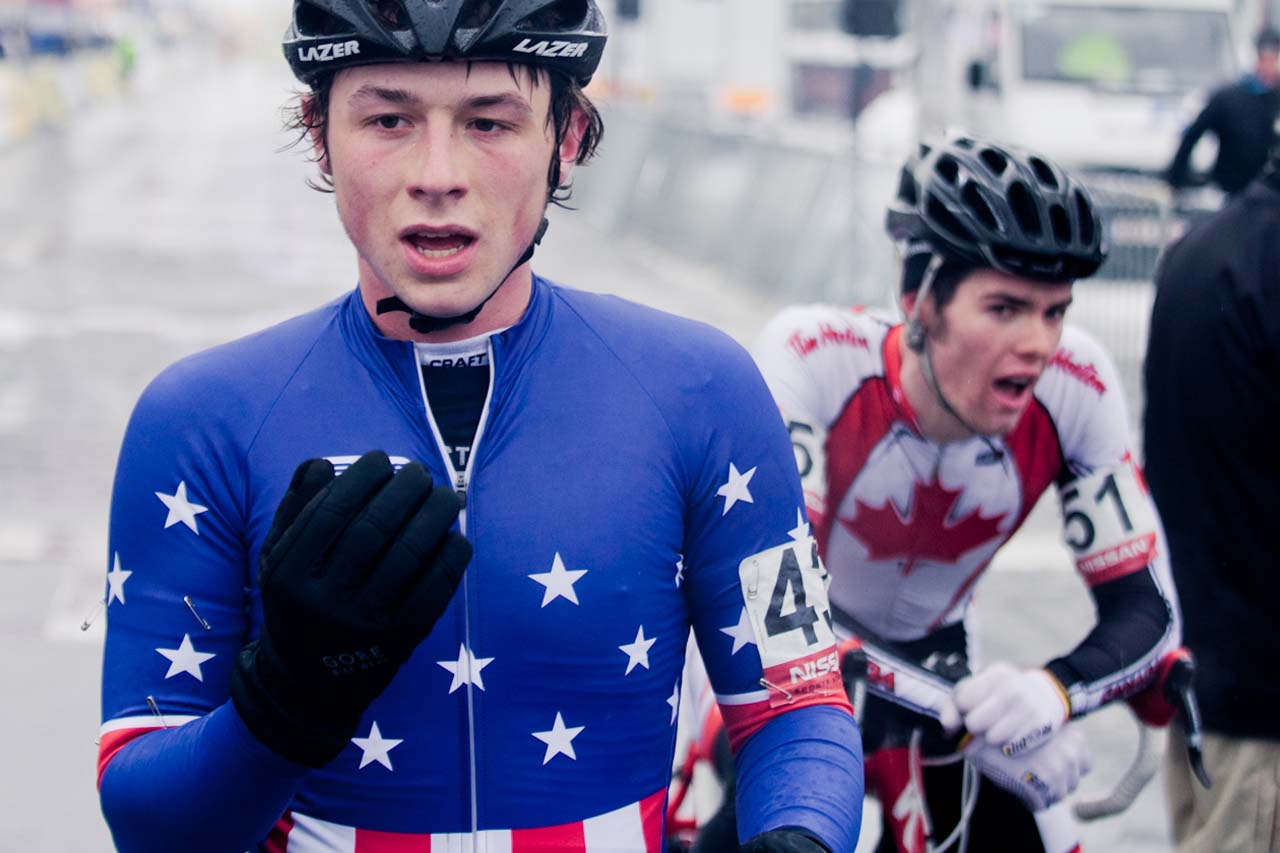 Jeff Bahnson at the finish after a crash-filled day