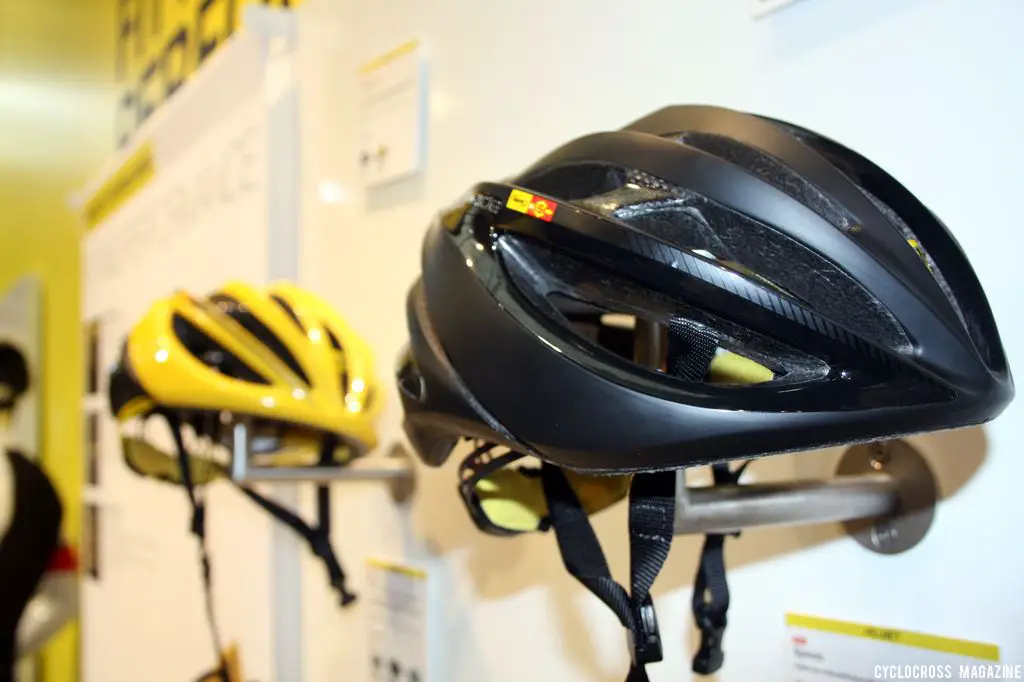 Mavic has extended their brand even further this year with a helmet line. The Plasma SLR helmet is light, and features carbon fiber structural reinforcement and oversized vents. © Jeff Lockwood