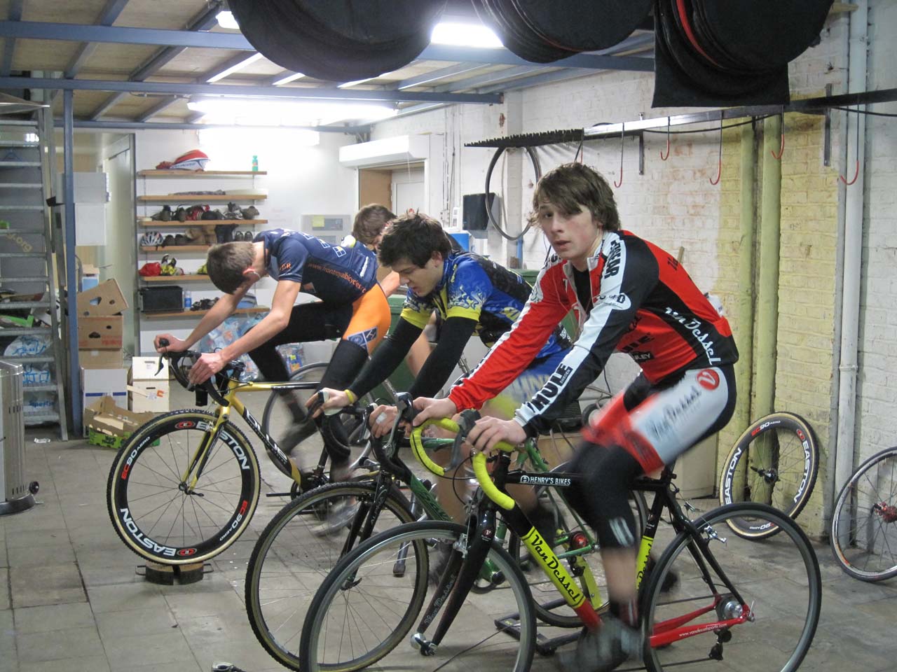 The riders do their best to train in spite of the weather. ? Nathan Phillips