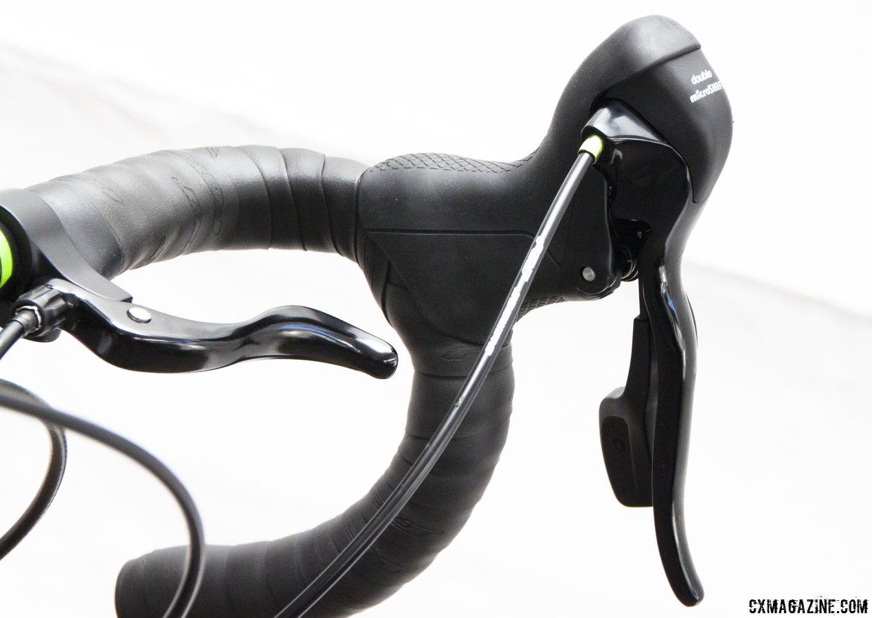 Felt negotiated an exlusive on these short-reach Microshift shifter / brake levers for its F24x kid's 24 inch wheel cyclocross bike. © Cyclocross Magazine