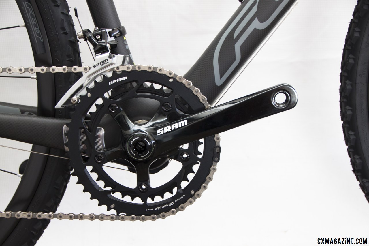 SRAM S350 10-speed cranks on the Felt 2014 F5x carbon cyclocross bike. © Cyclocross Magazine