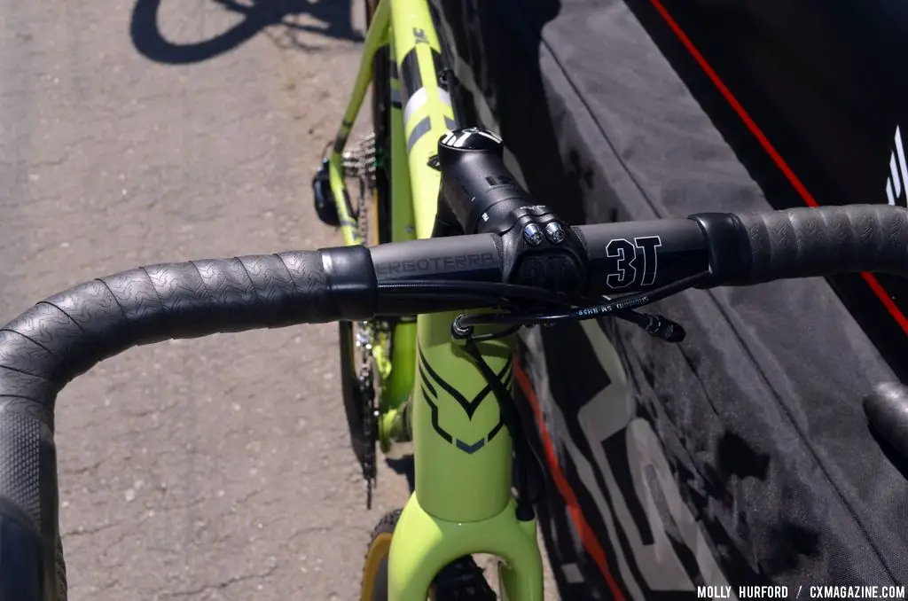 3T Ergoterra Team Stealth handlebars on the Felt F2x at Sea Otter 2014. © Cyclocross Magazine