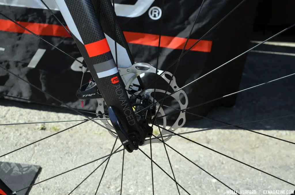 TRP Spyre SLC disc brakes on the Felt F4x at Sea Otter 2014. © Cyclocross Magazine