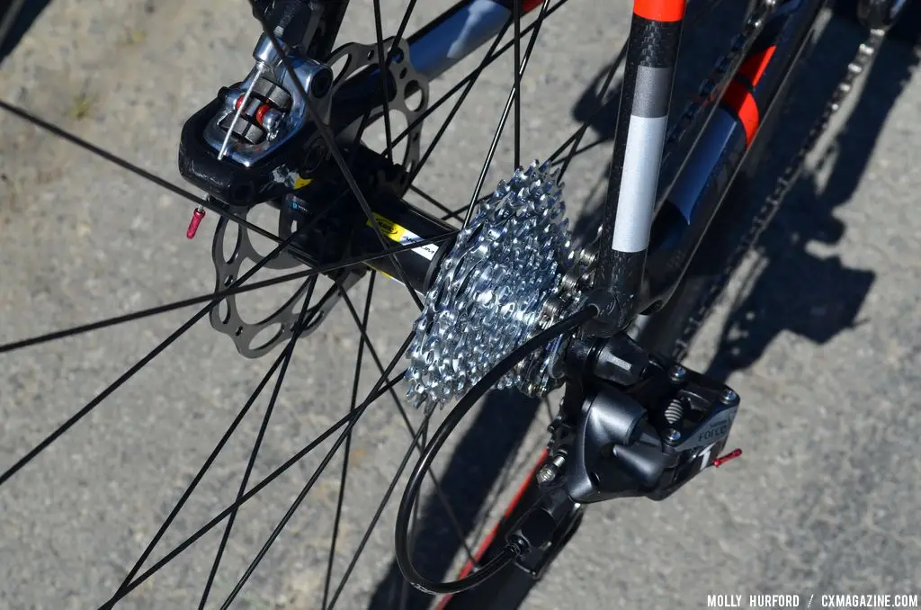 11 speeds in the back, 1 in front on the Felt F4x at Sea Otter 2014. © Cyclocross Magazine