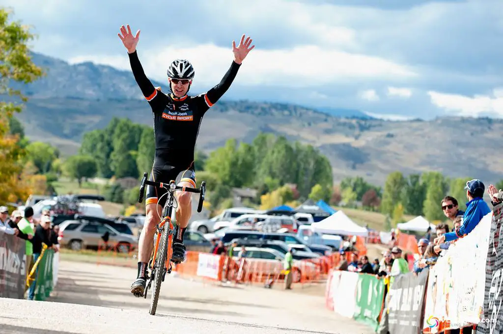 Peter Webber (Boulder Cycle Sport) takes the win in the Masters 35+. © VeloVivid Cycling Photography