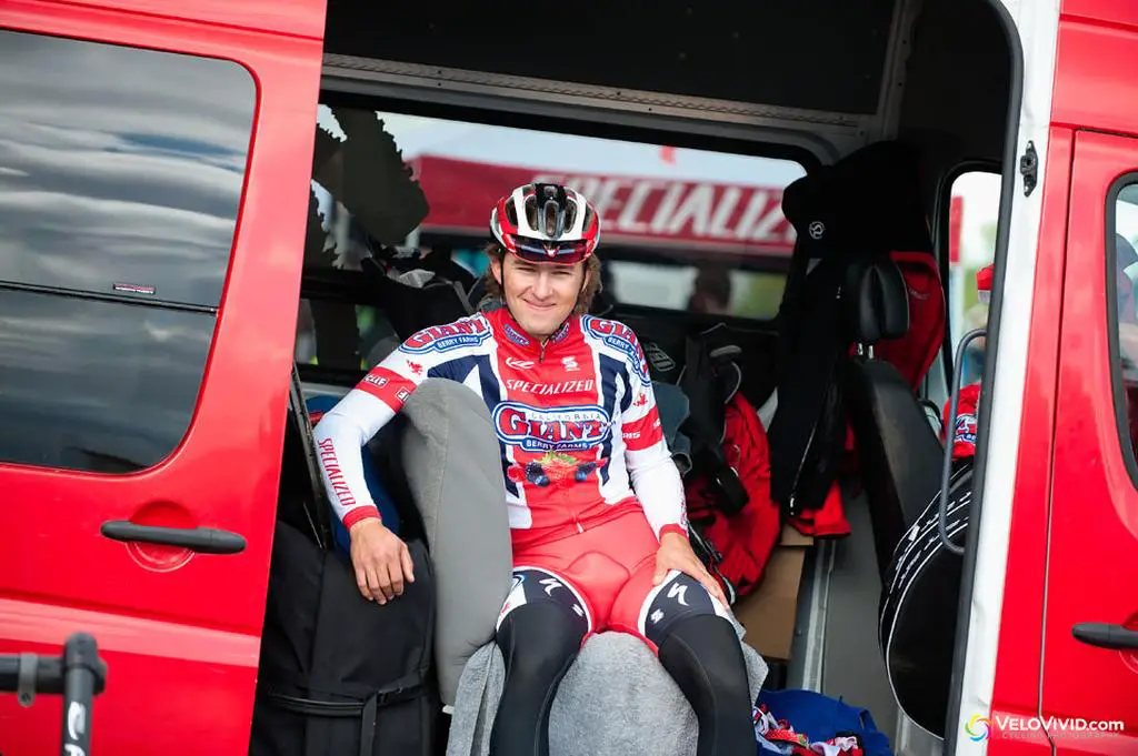 Cody Kaiser (California Giant Berry Farms-Specialized in good humor before the start. © VeloVivid Cycling Photography