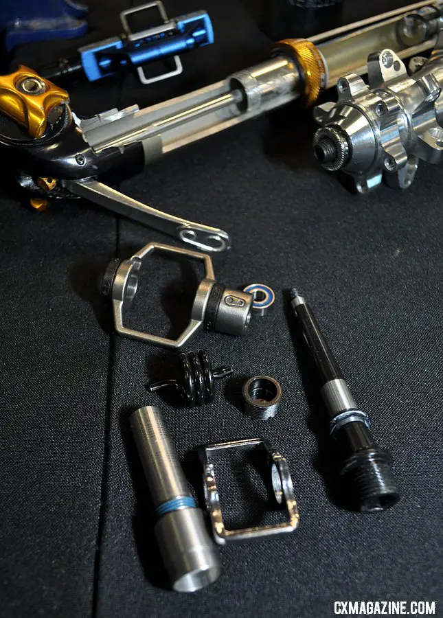 A disassembled Crank Brothers Eggbeater 2. © Cyclocross Magazine