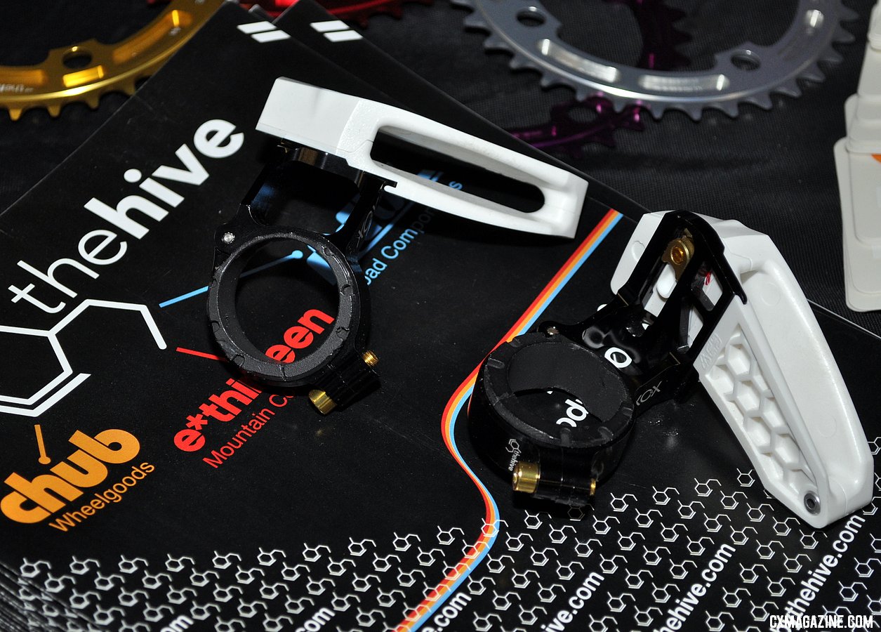 The Hive merger with eThirteen is producing this mountain bike chain keeper with eccentric bushing within the seat tube clamp - a cyclocross version is coming soon. © Cyclocross Magazine