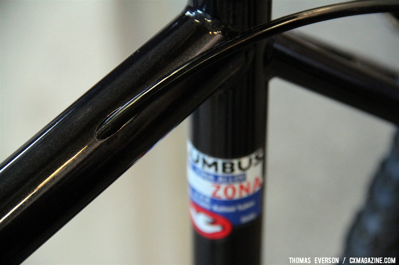 The new Columbus Zona All City Nature Boy singlespeed cyclocross bike features internal cable routing. © Thomas Everson