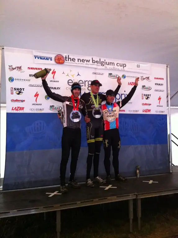 The men\'s podium of Trebon, Kabush and Powers. © Grant Berry