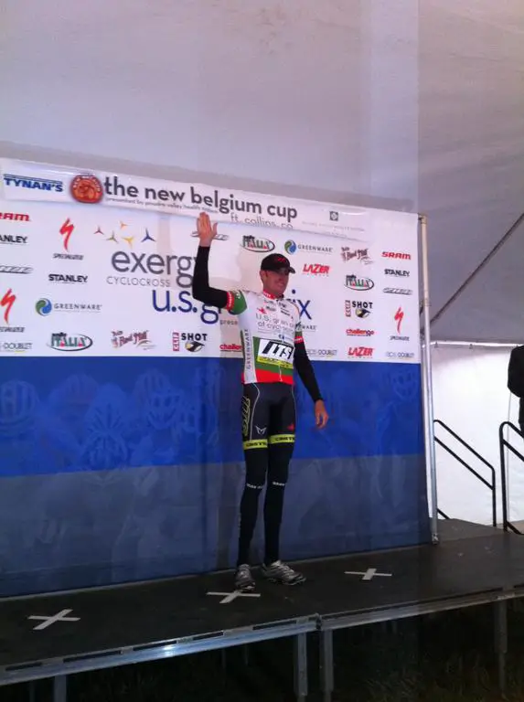 Trebon on the podium. © Grant Berry