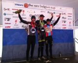 The men's podium of Trebon, Kabush and Powers. © Grant Berry