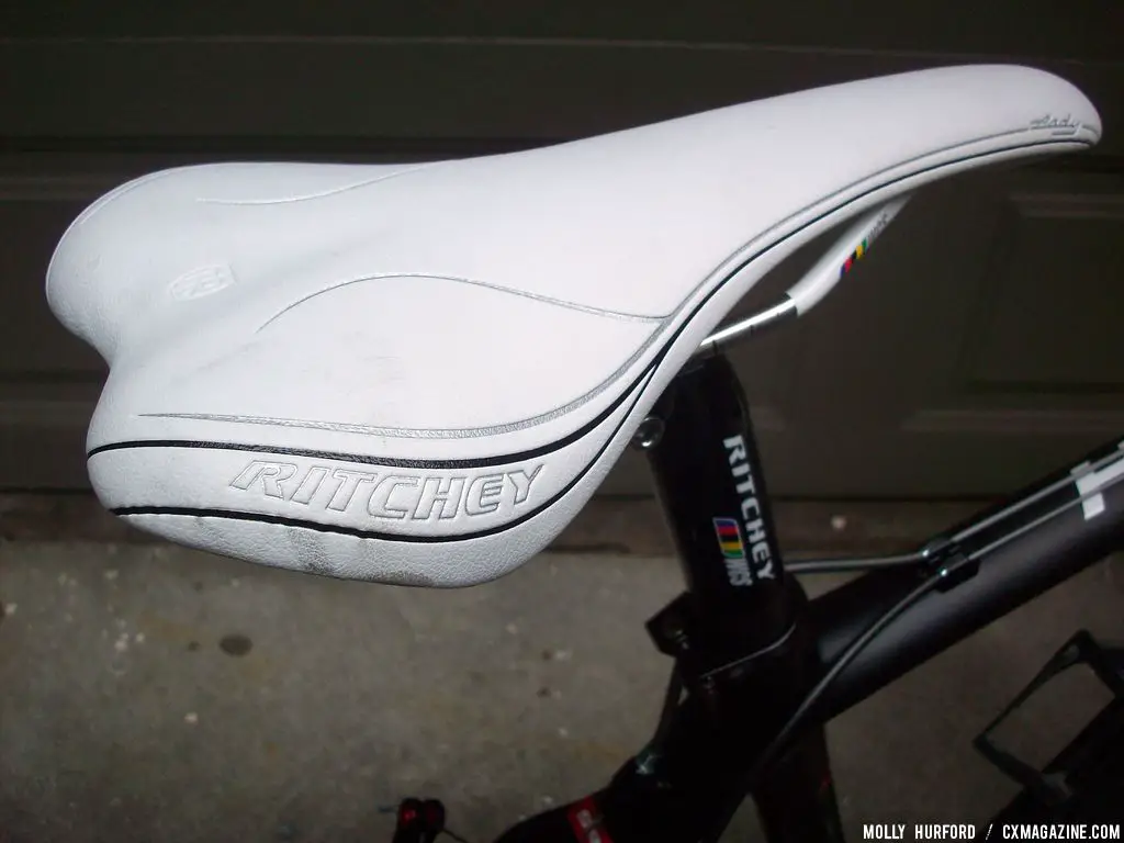 The women\'s specific saddle by Ritchey just might stay clean all season. © Molly Hurford  