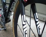 The Enve fork (note the logo design!) is standard with the Raleigh frame. © Molly Hurford 