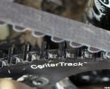 The Gates CenterTrack Carbon Belt Drive, neatly labeled on the Raleigh carbon singlespeed cyclocross bike. © Cyclocross Magazine