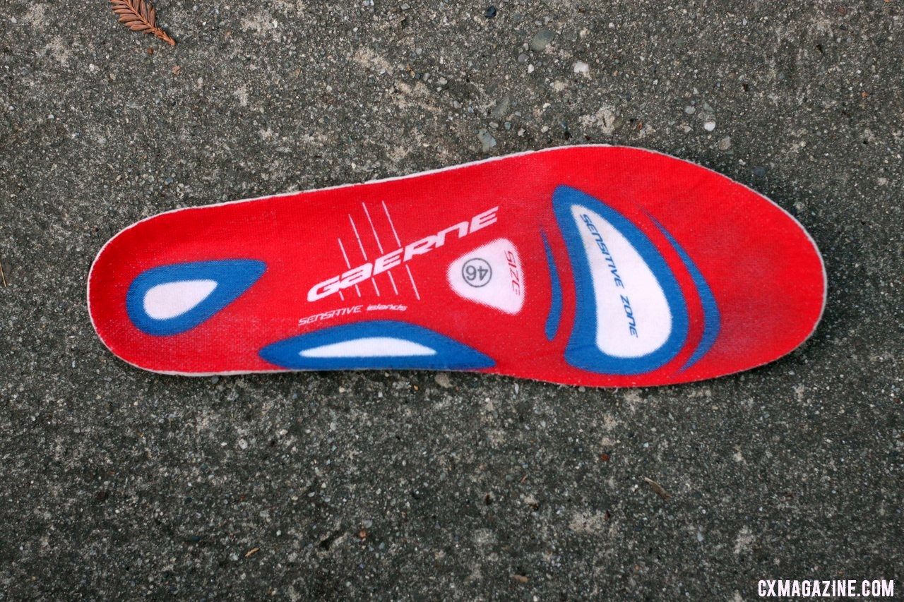 The top of the insole indicates the pads below. Gaerne G. Keira mtb and cyclocross shoe. © Cyclocross Magazine