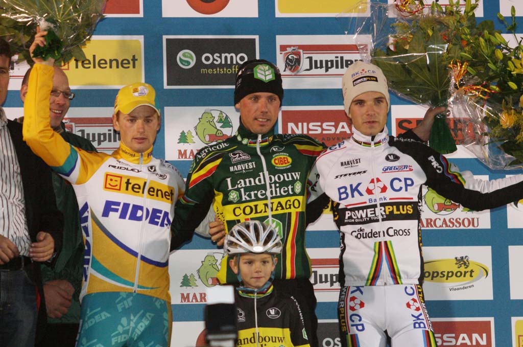 Pauwels (l), Nys and Albert on the podium at Gieten. ? Bart Hazen